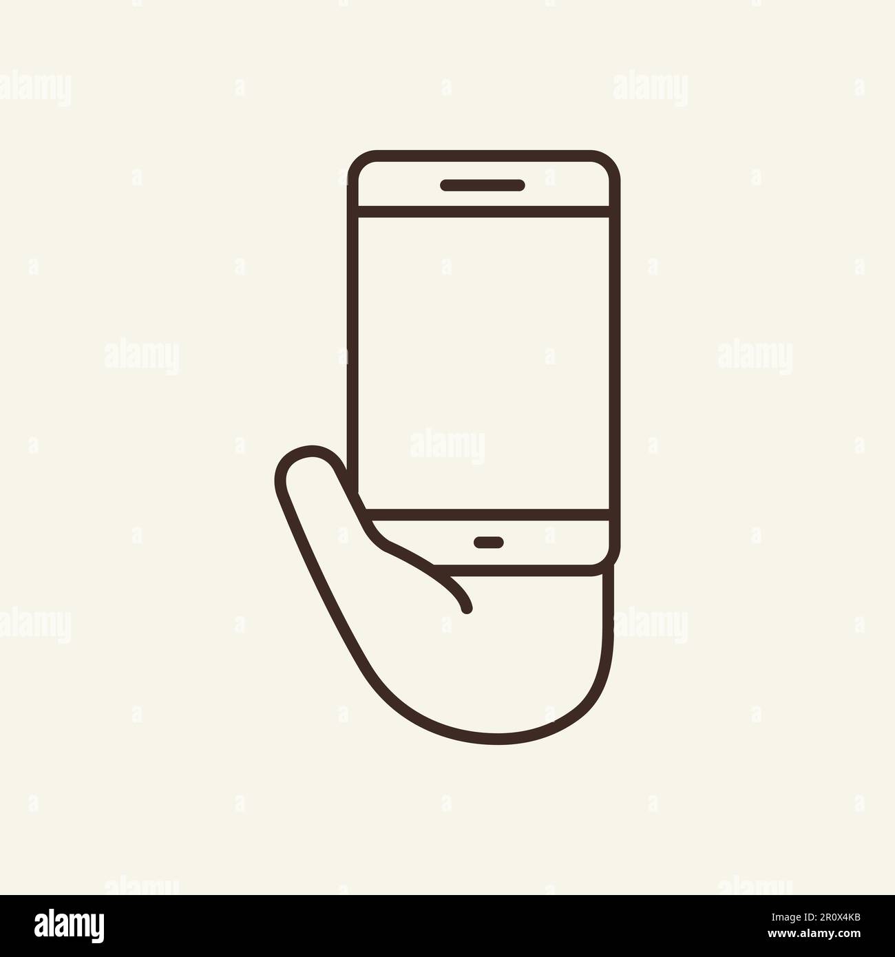 Hand holding smartphone line icon Stock Vector Image & Art - Alamy