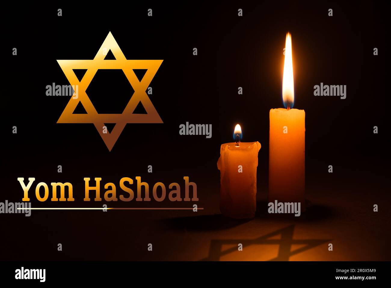 Holocaust Remembrance Day. Yom HaShoah. Bright Burning Candle and the
