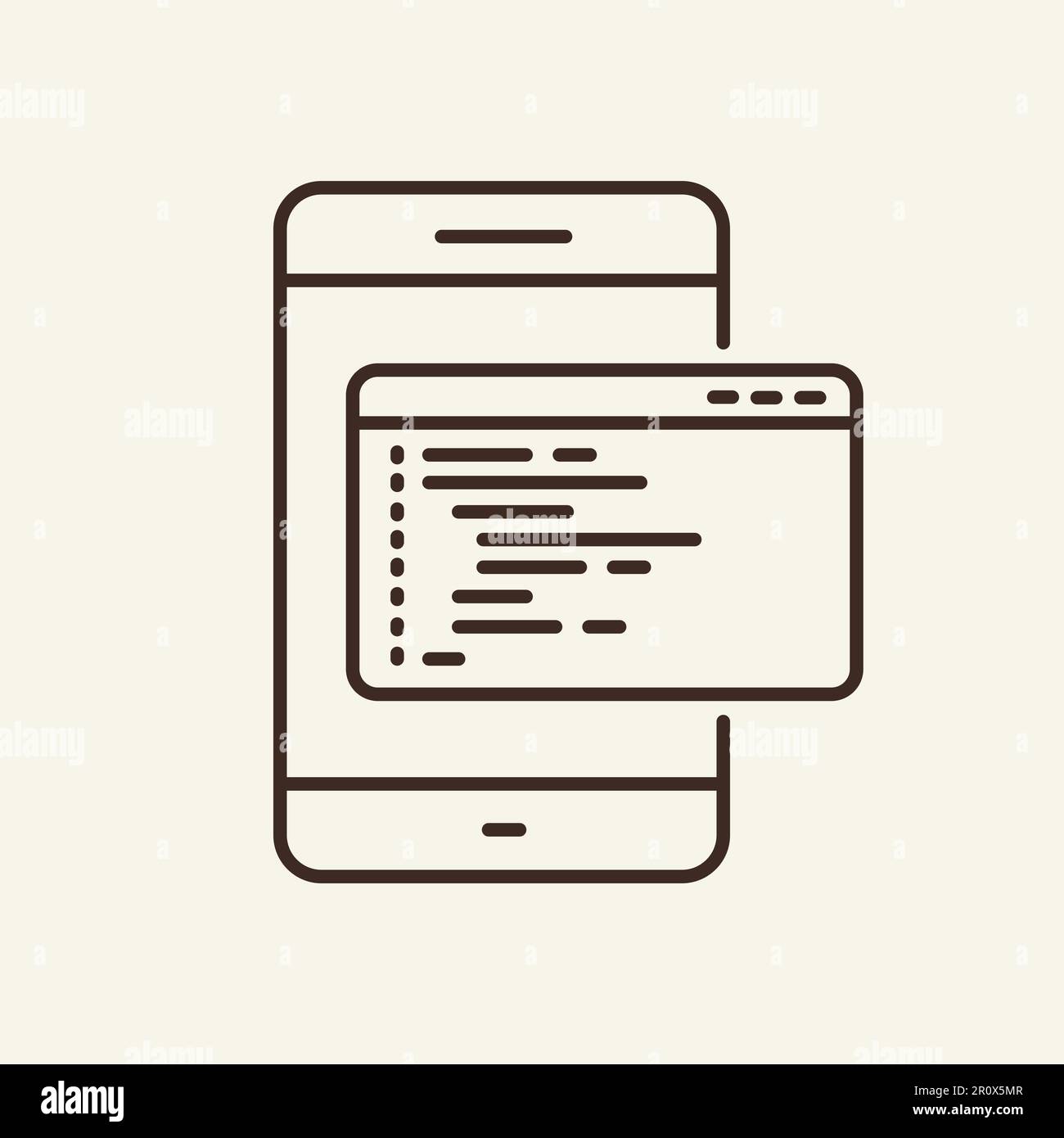 Mobile programming line icon Stock Vector