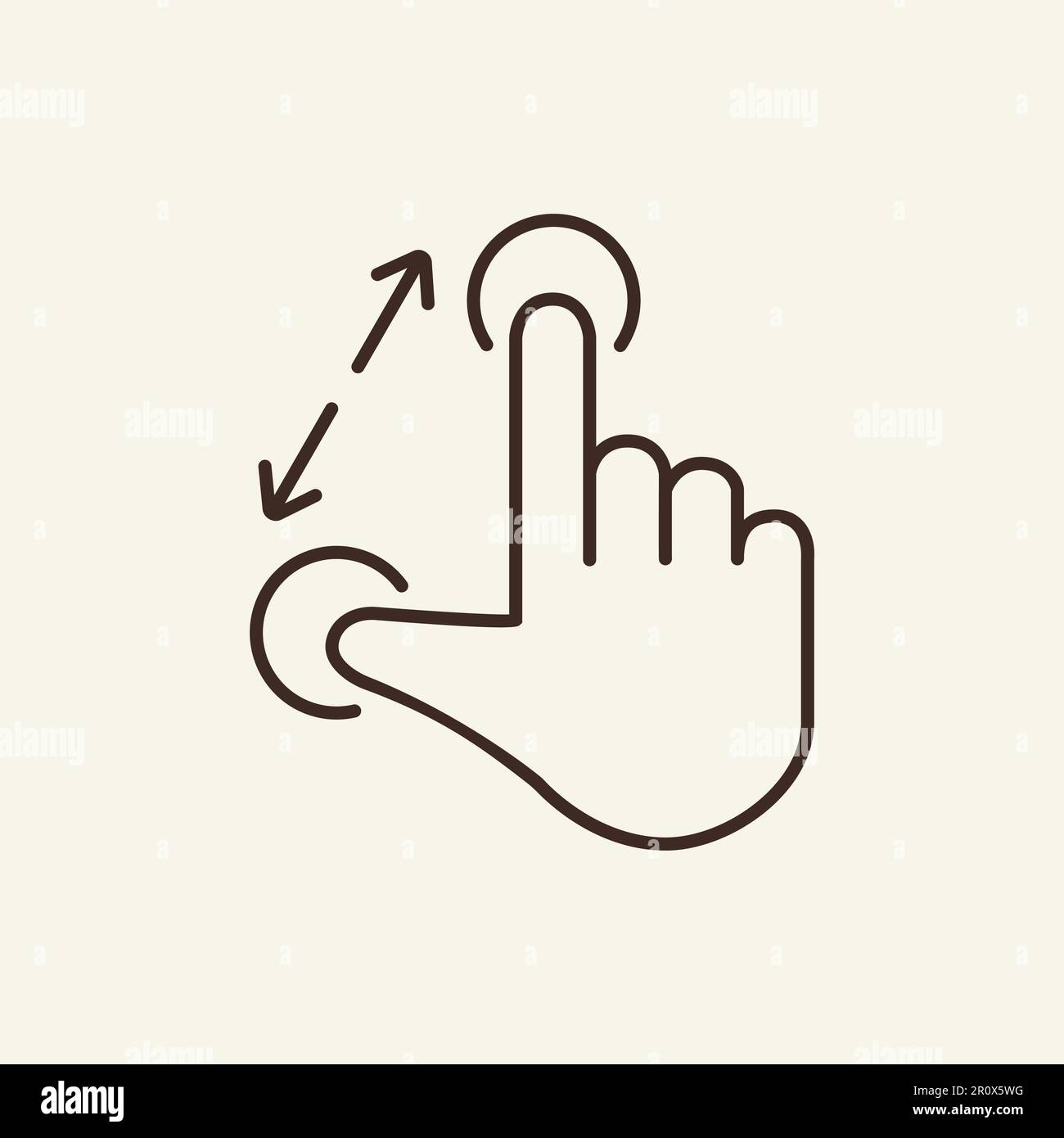 Finger touching screen and double arrow line icon Stock Vector