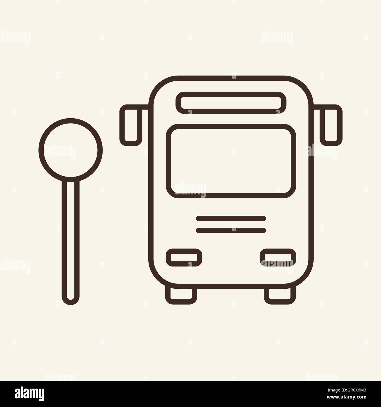 Bus stop sign line icon Stock Vector