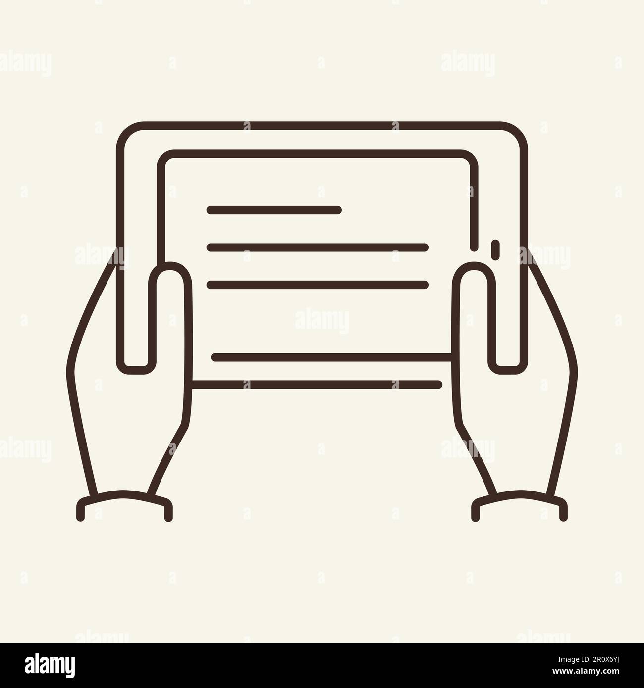 Hands holding eBook line icon Stock Vector