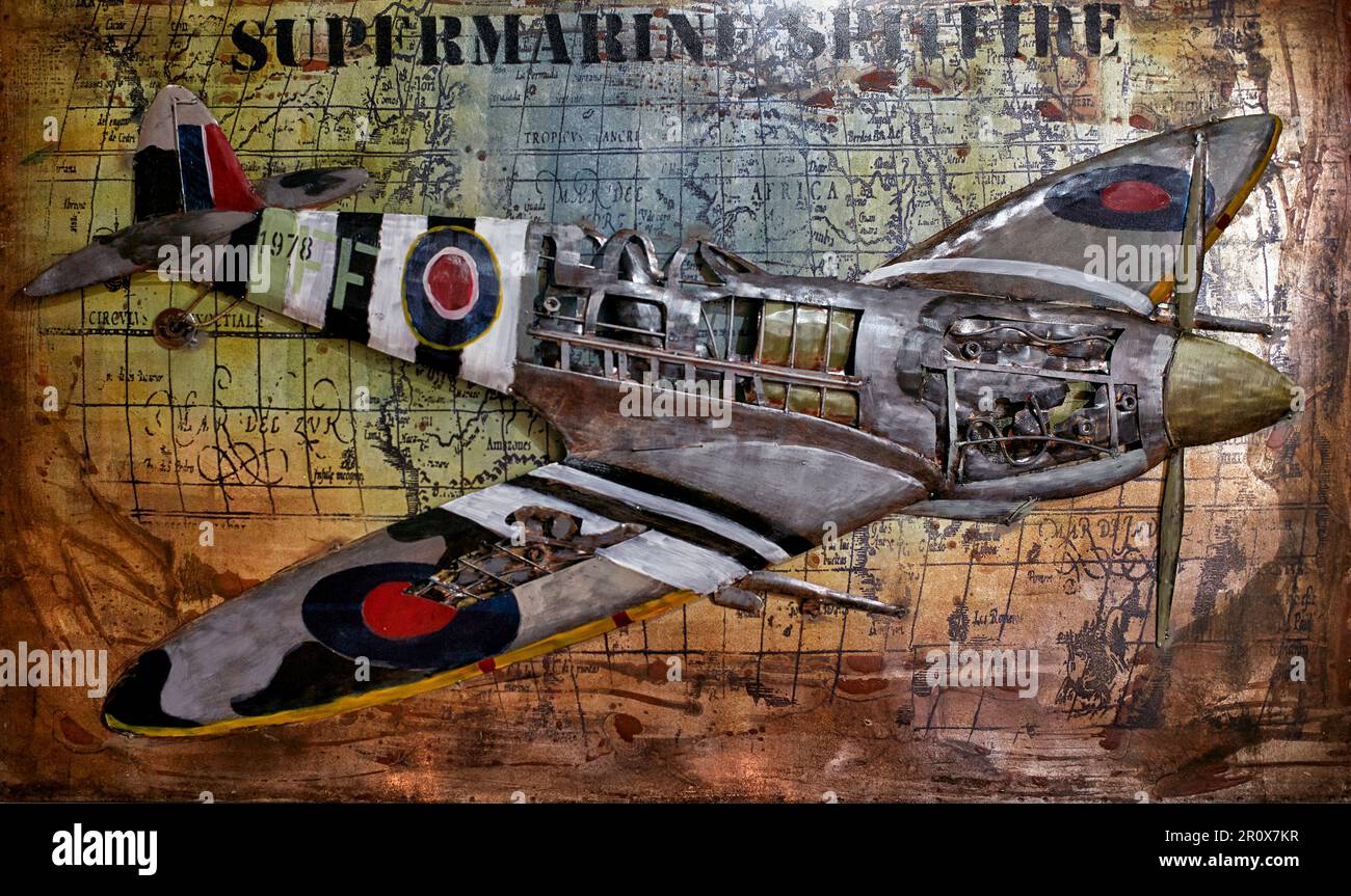 Painting Supermarine Spitfire WW2 fighter aircraft Stock Photo