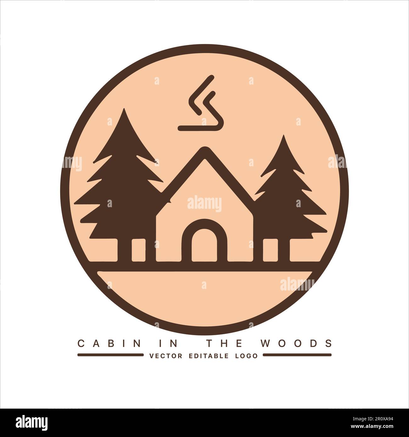 Wood cabin logo template. Cabin in the woods vector illustration. Cabin