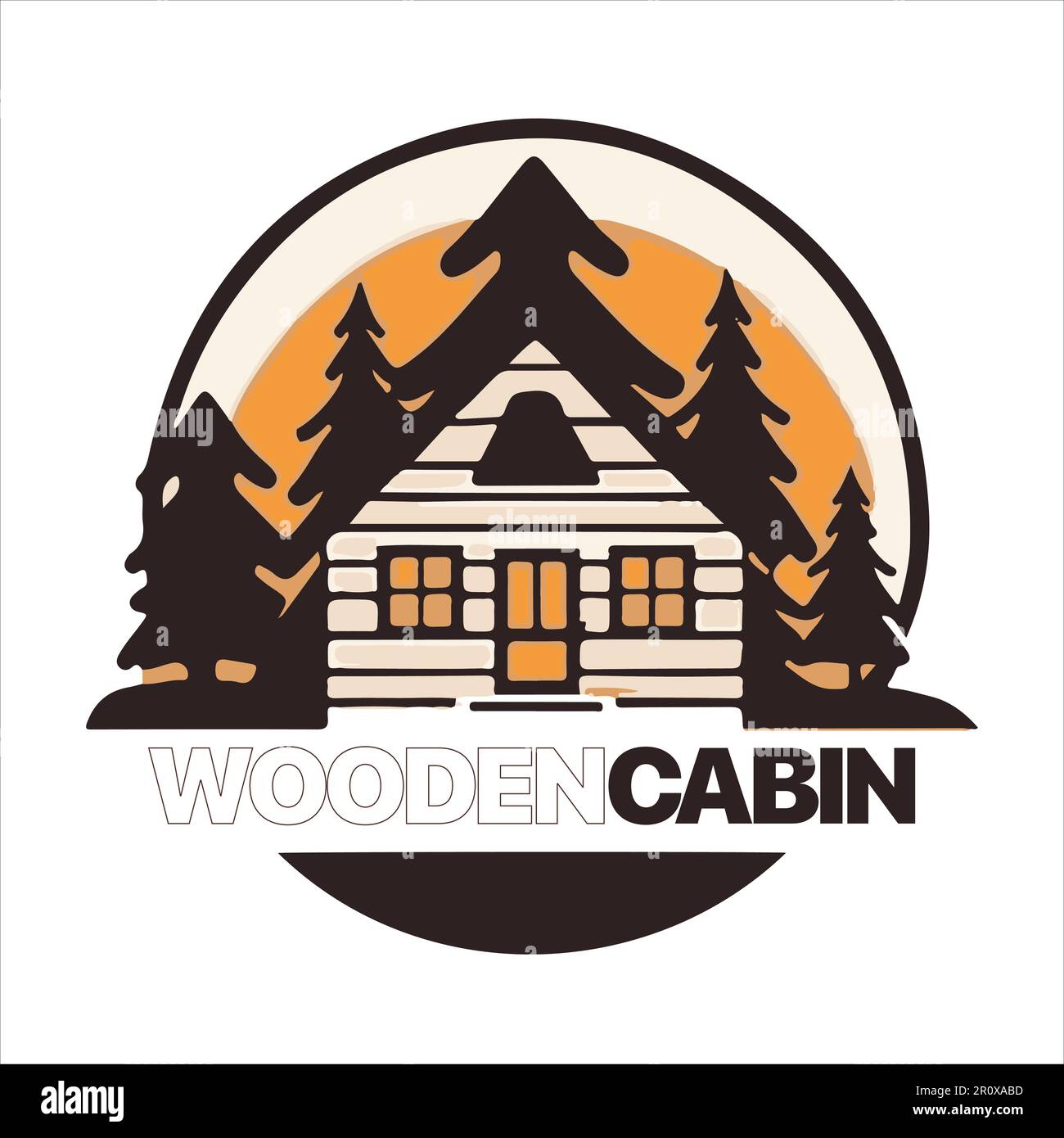 Wood cabin logo template. Cabin in the woods vector illustration. Cabin