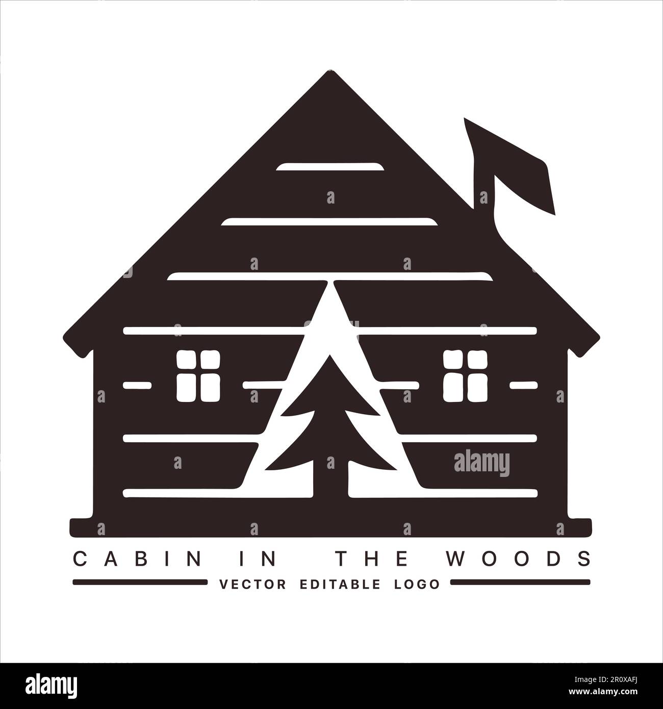 Wood cabin logo template. Cabin in the woods vector illustration. Cabin