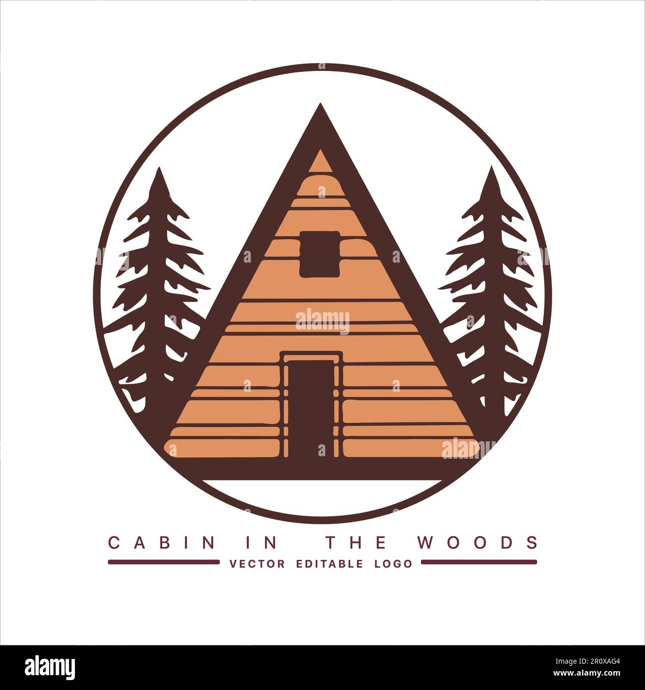 Wood cabin logo template. Cabin in the woods vector illustration. Cabin