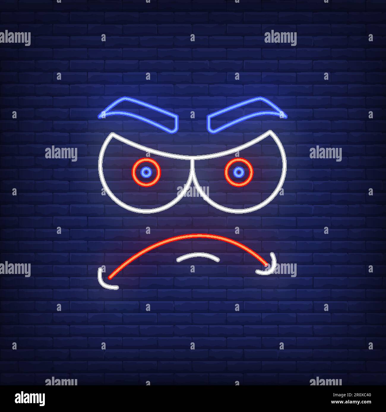 Angry Emoticon Neon Sign Stock Vector Image And Art Alamy