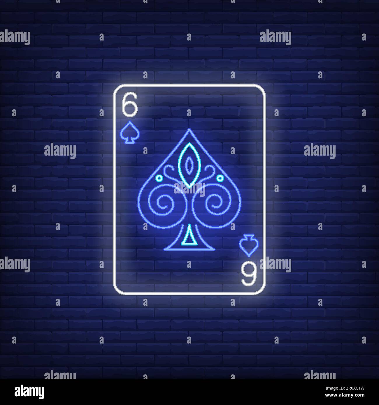 Six of spades playing card neon sign Stock Vector Image & Art Alamy