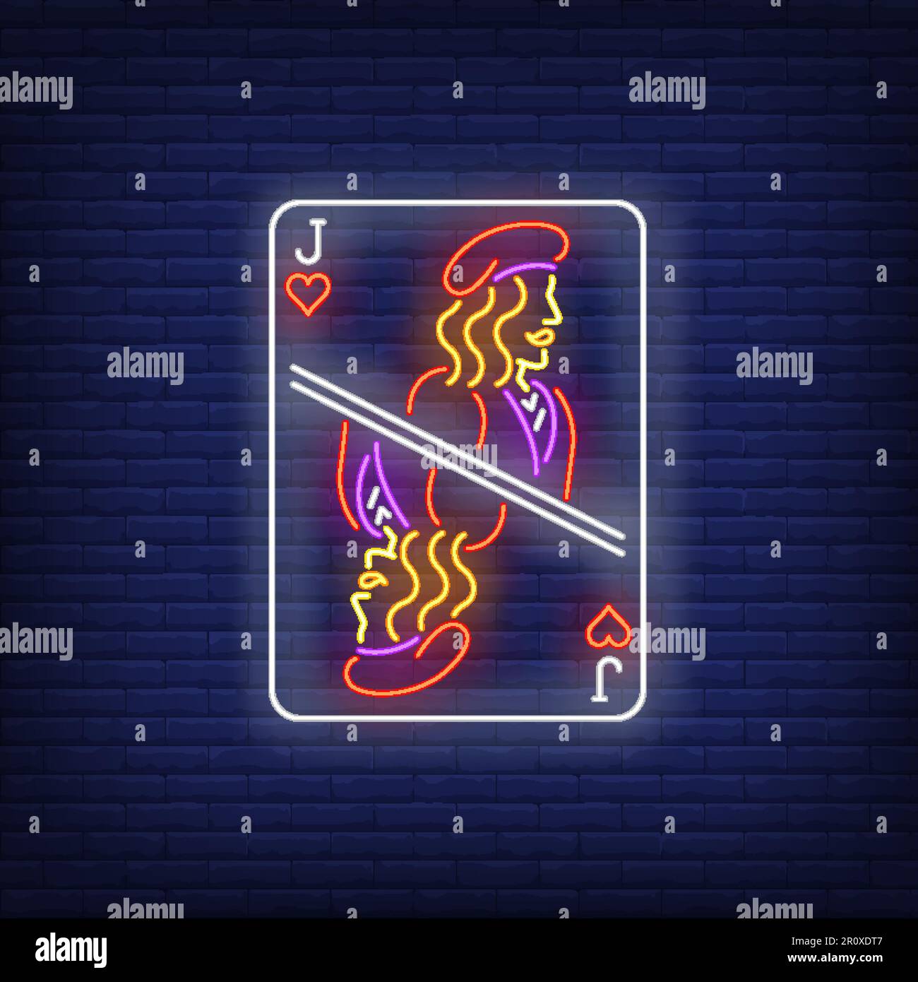 Jack of hearts playing card neon sign Stock Vector Image & Art Alamy