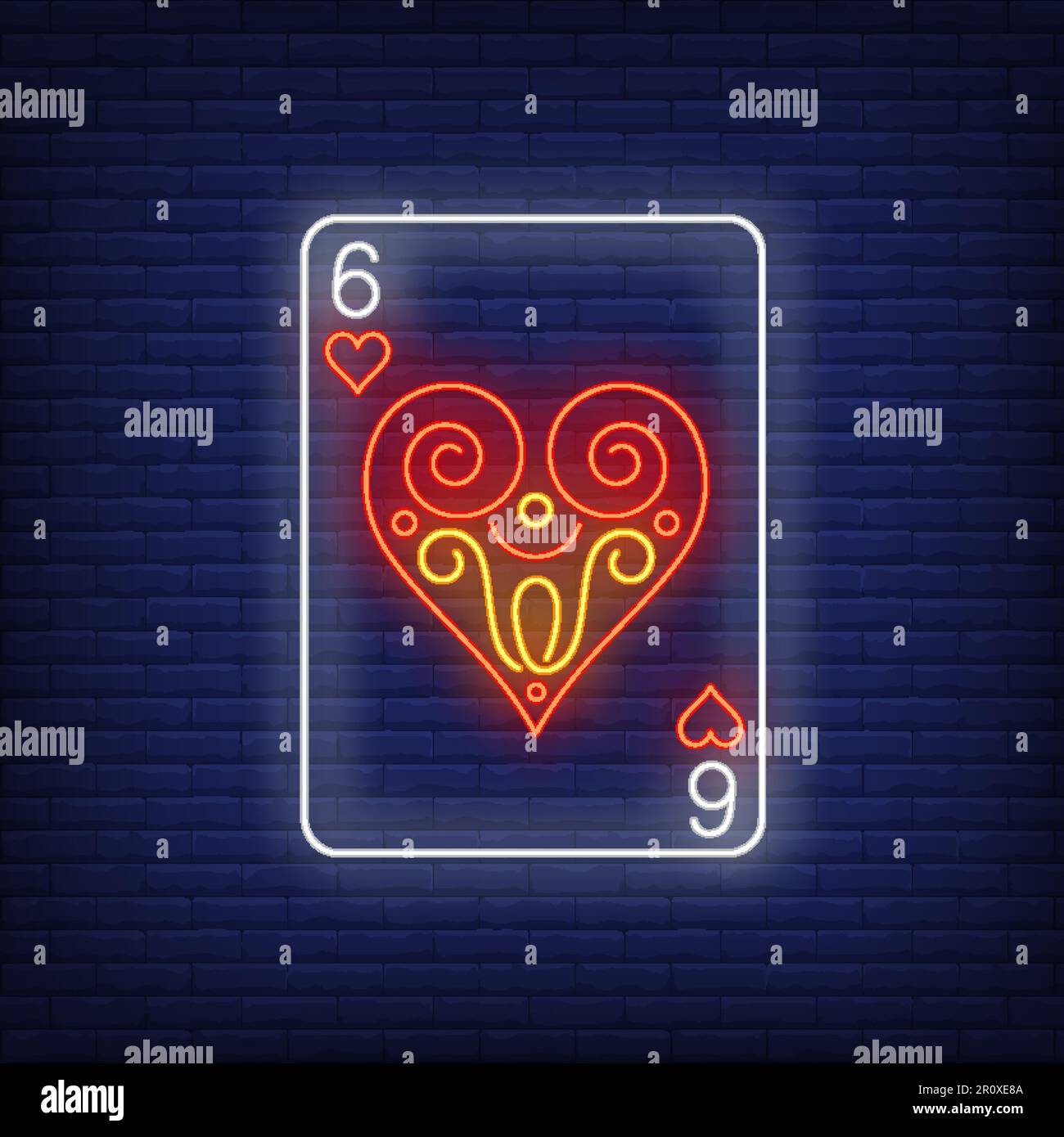 Six of hearts playing card neon sign Stock Vector Image & Art Alamy