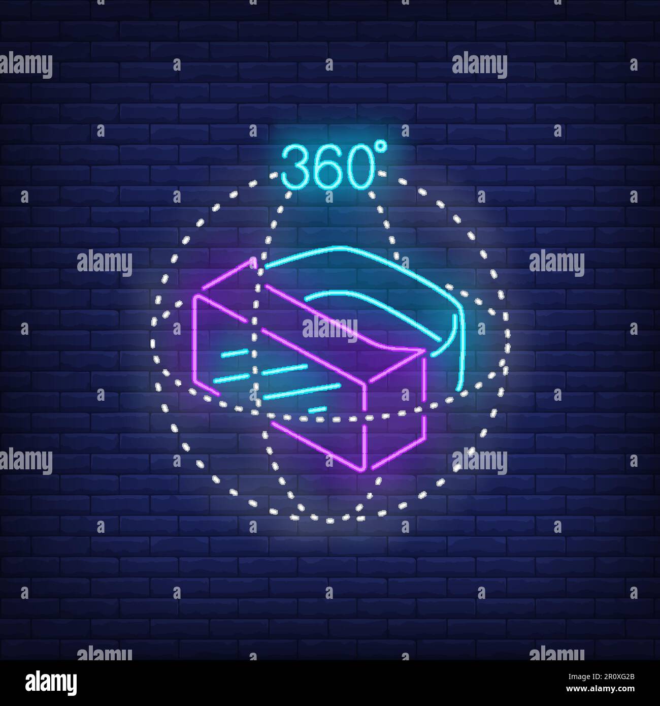 Three dimensional virtual reality headset neon sign Stock Vector Image