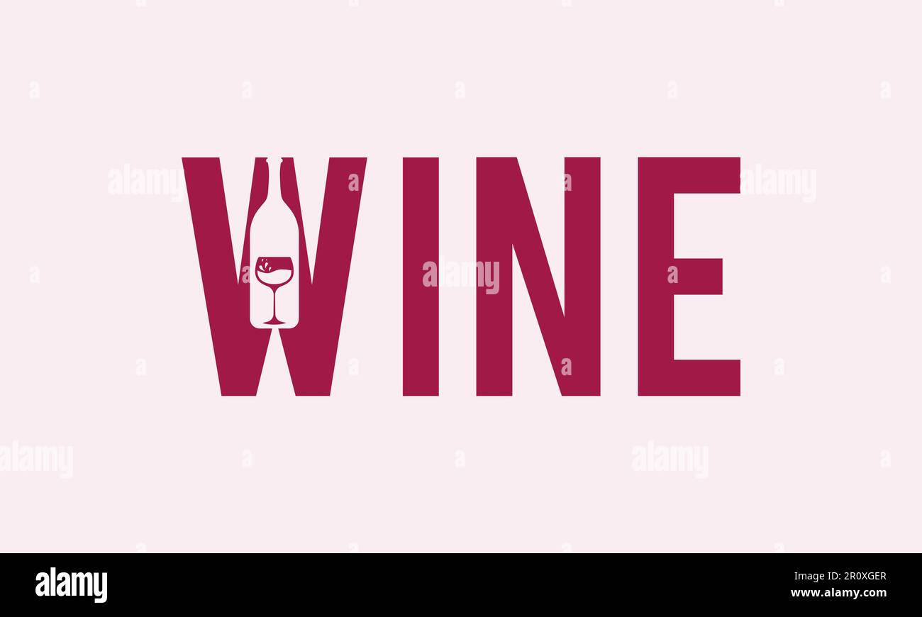 Wine Typography Text Logo Design. Wine Typographic Word Logo Vector