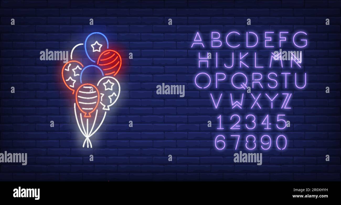 USA flag balloons neon sign Stock Vector Image & Art Alamy