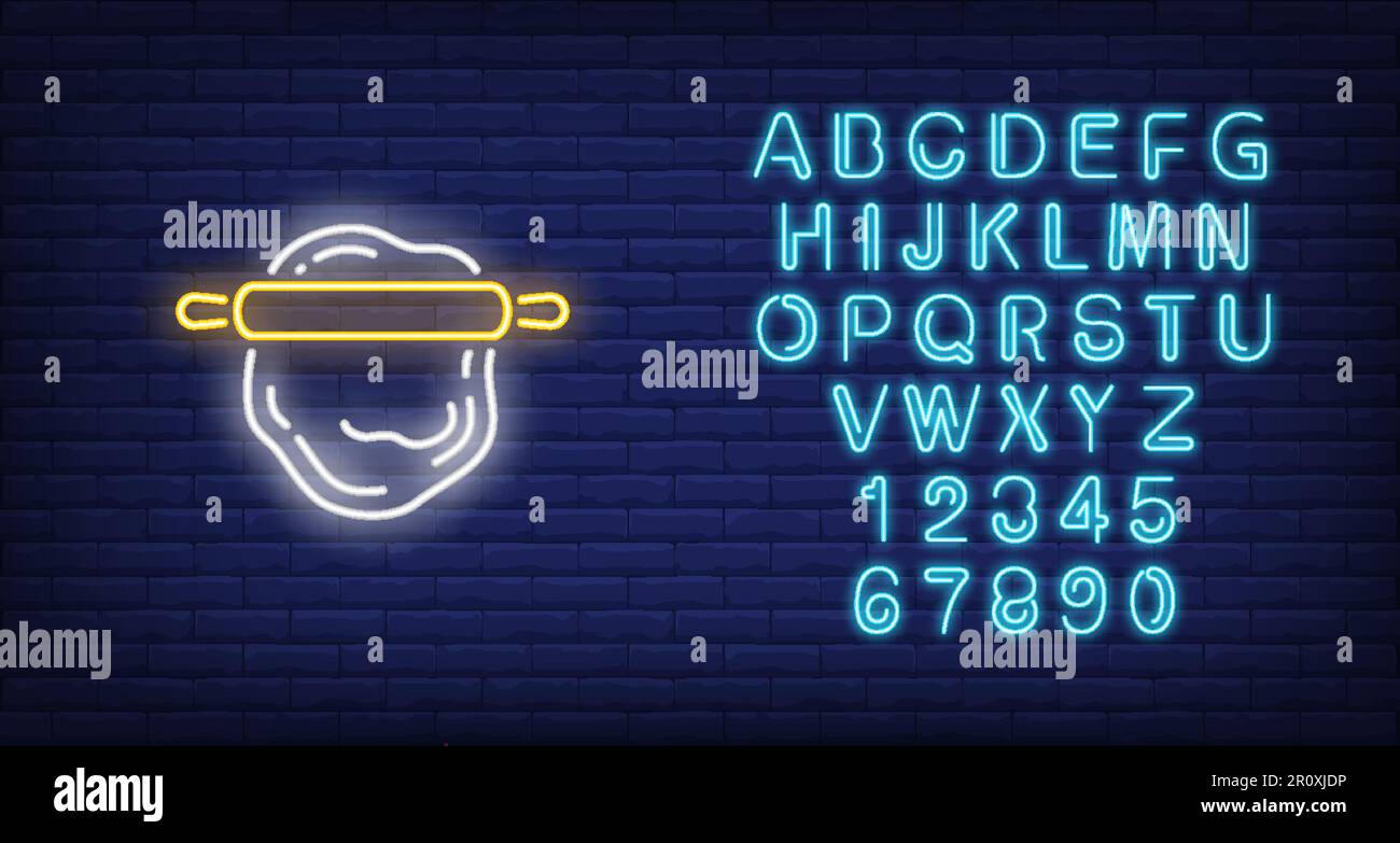 Dough and rolling pin neon sign Stock Vector Image & Art - Alamy