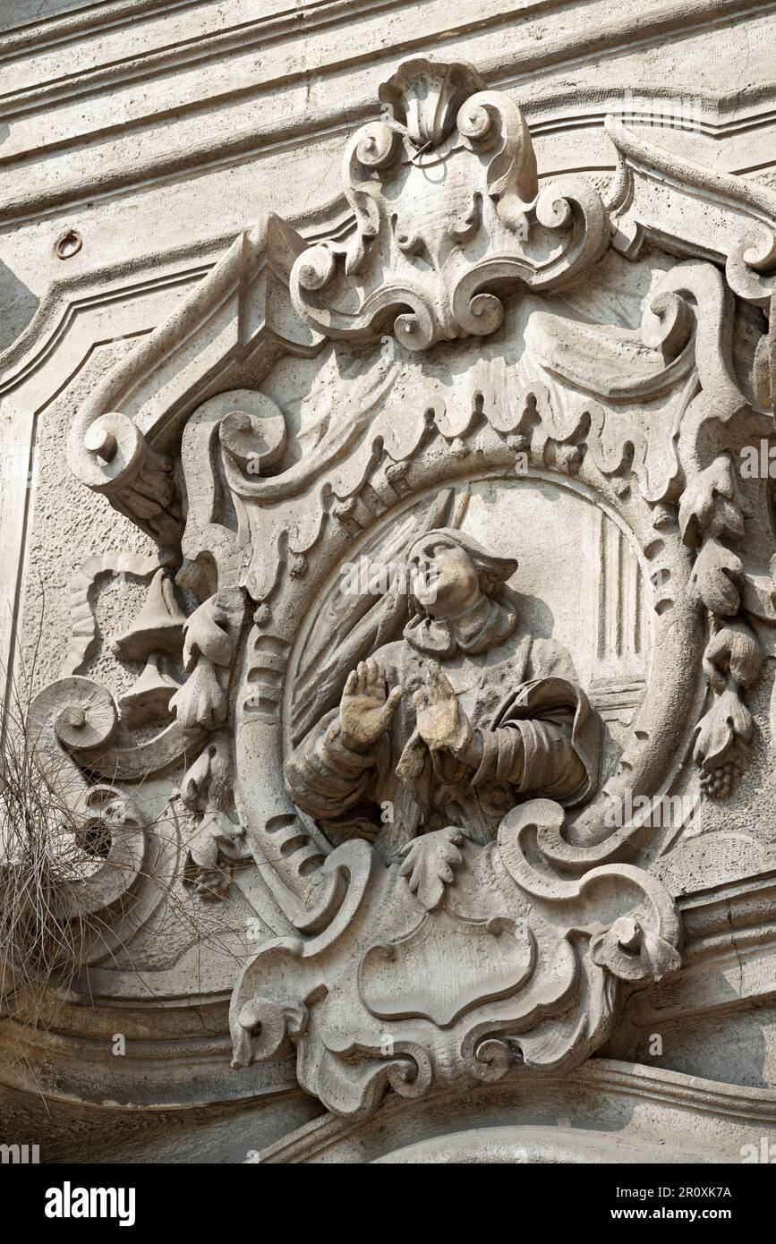 Italy, Lombardy, Milan, Via Senato Street, Saint Mark Coptic Orthodox Egyptian Church ex San Pietro Celestino, Detail Facade Stock Photo