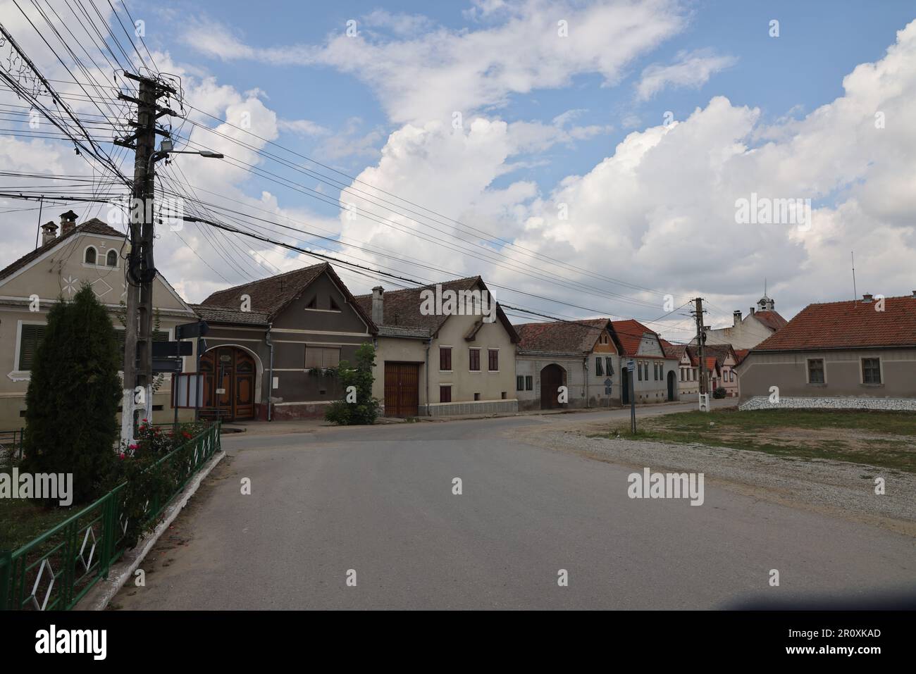 Calnic View of street in Câlnic, Transsylvania, Romania, with traditional ...