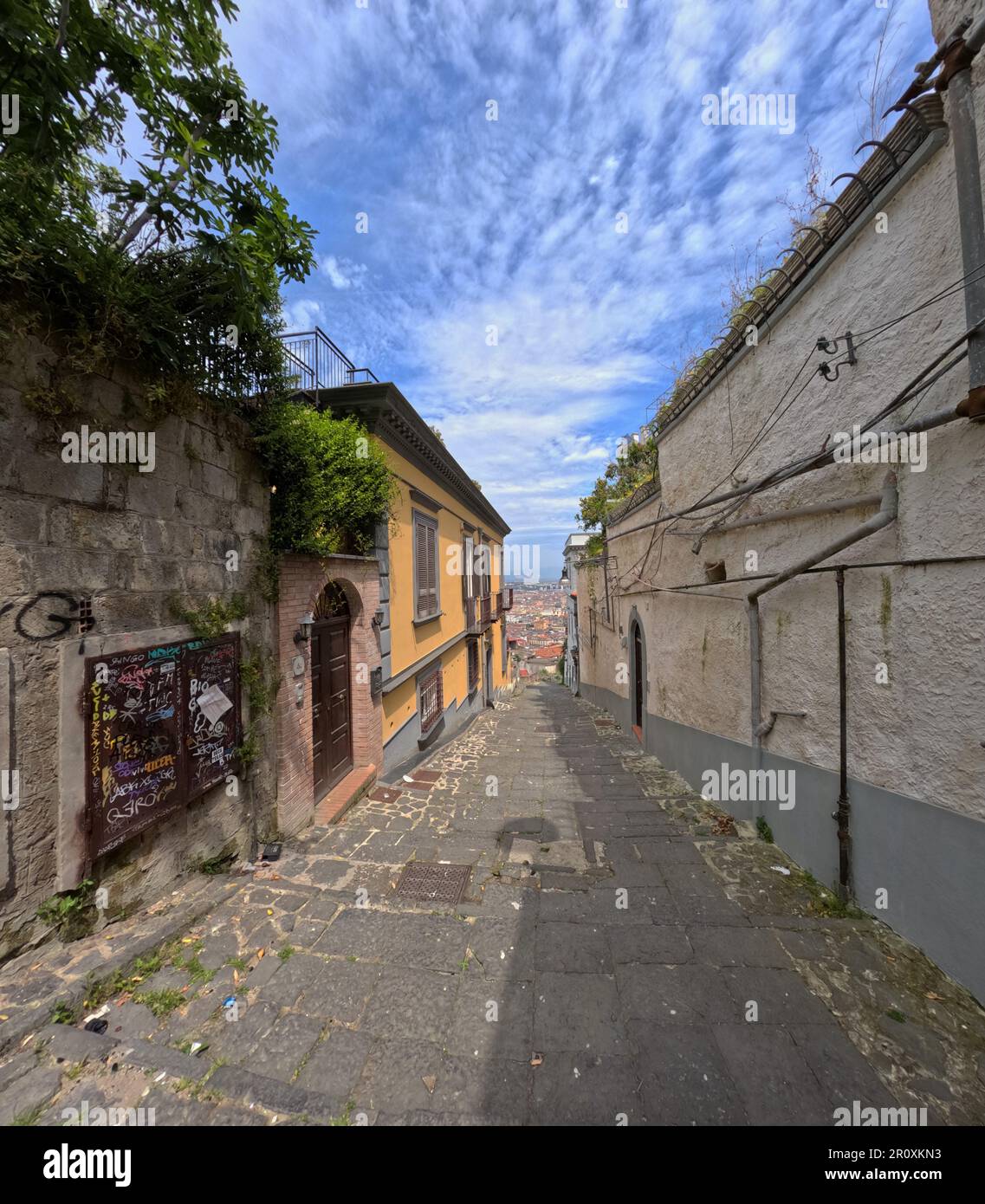 An old street in historic districy of Naples, Italy. Stock Photo