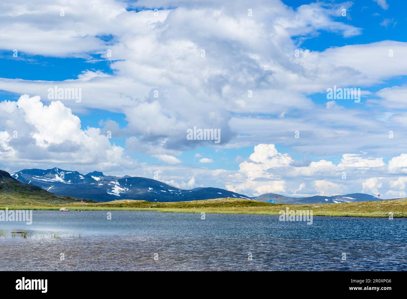 Mountain lake in the Swedish mountains Stock Photo