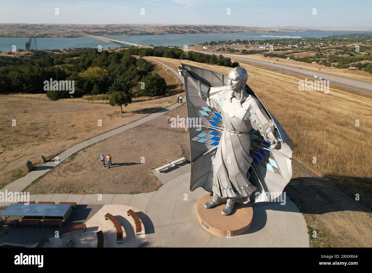 The bronze sculpture of Dignity in Chamberlain South Dakota Stock Photo