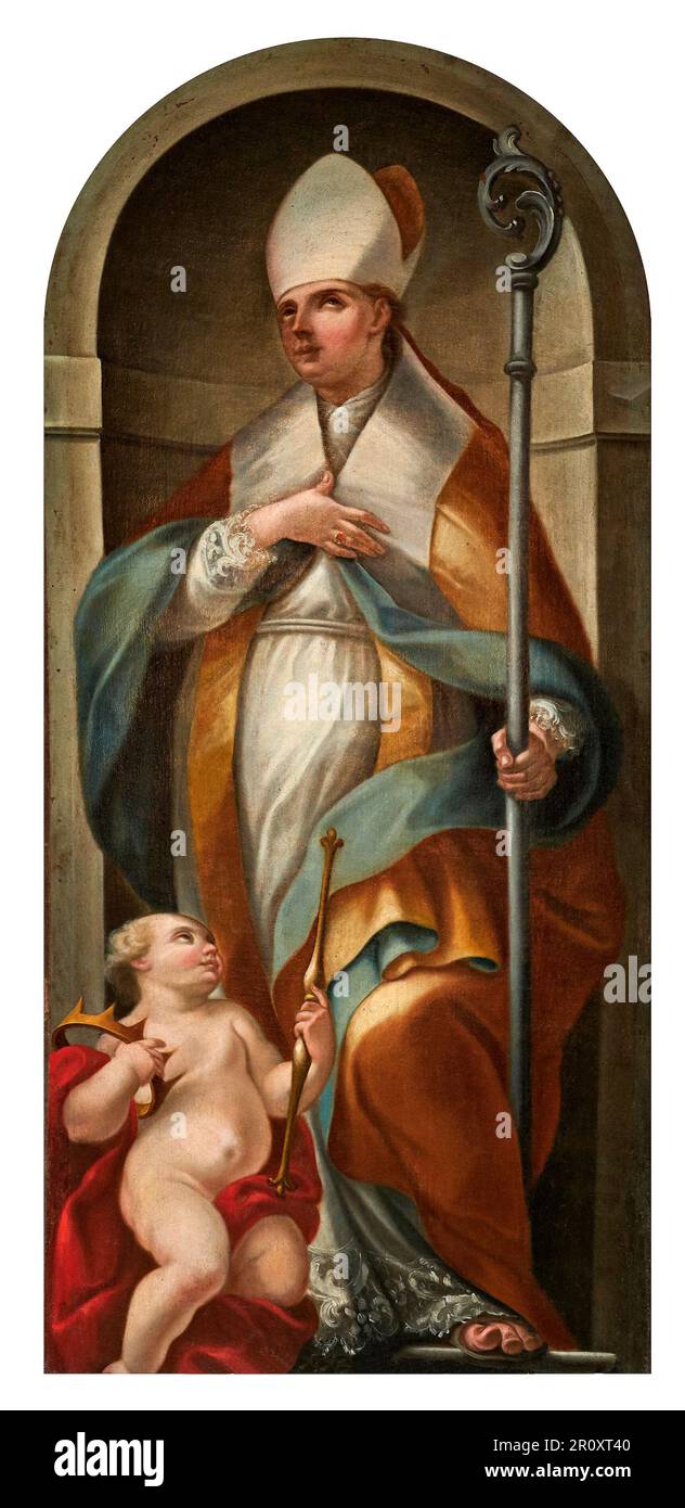 San Ludovico da Tolosa  -  olio su tela - pittore emiliano - terzo quarto del XVIII secolo - Gualtieri (Re) chiesa di S. Andrea Stock Photo