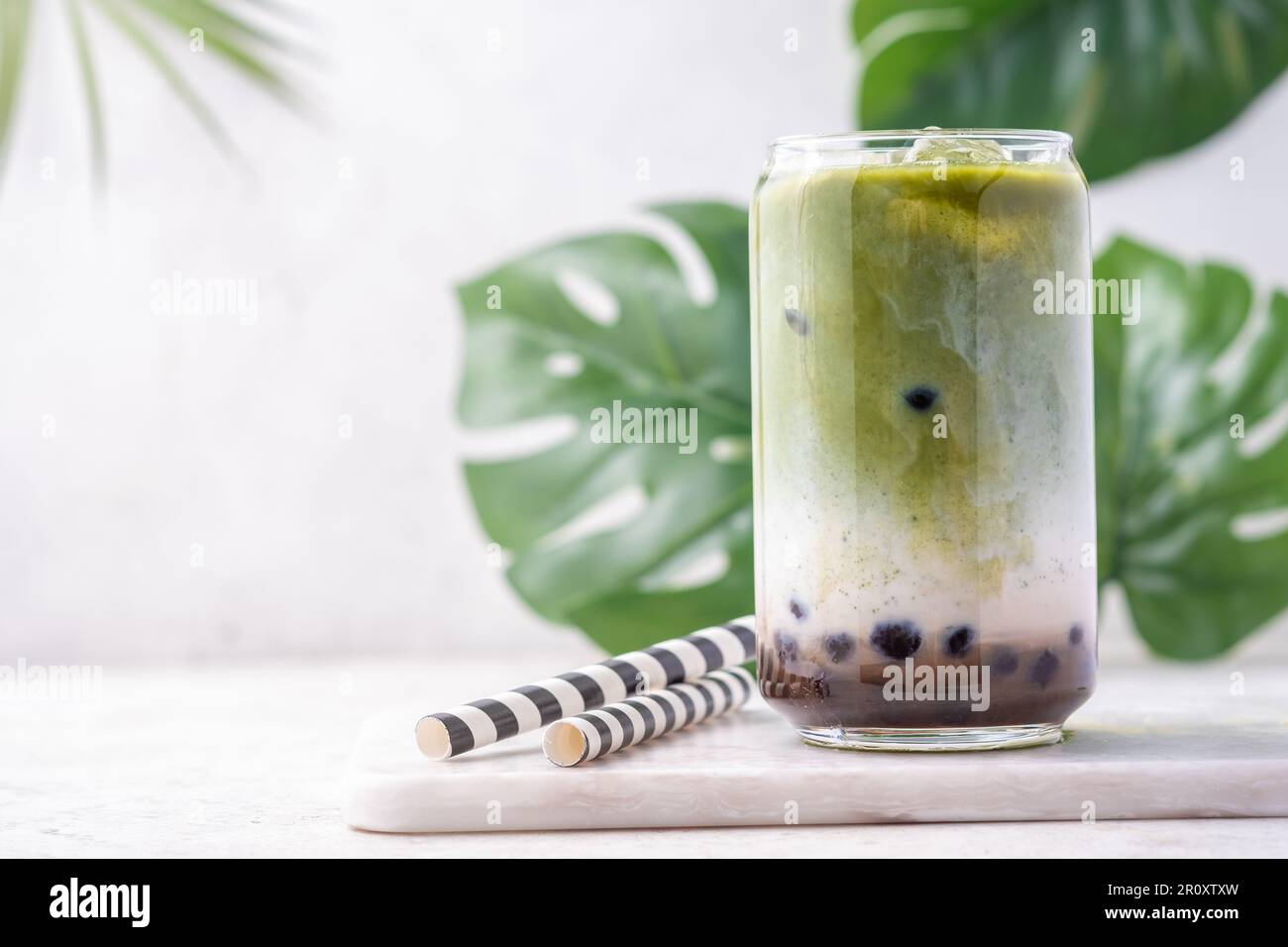 Milk bubble tea with tapioca pearls and honey Stock Photo Alamy