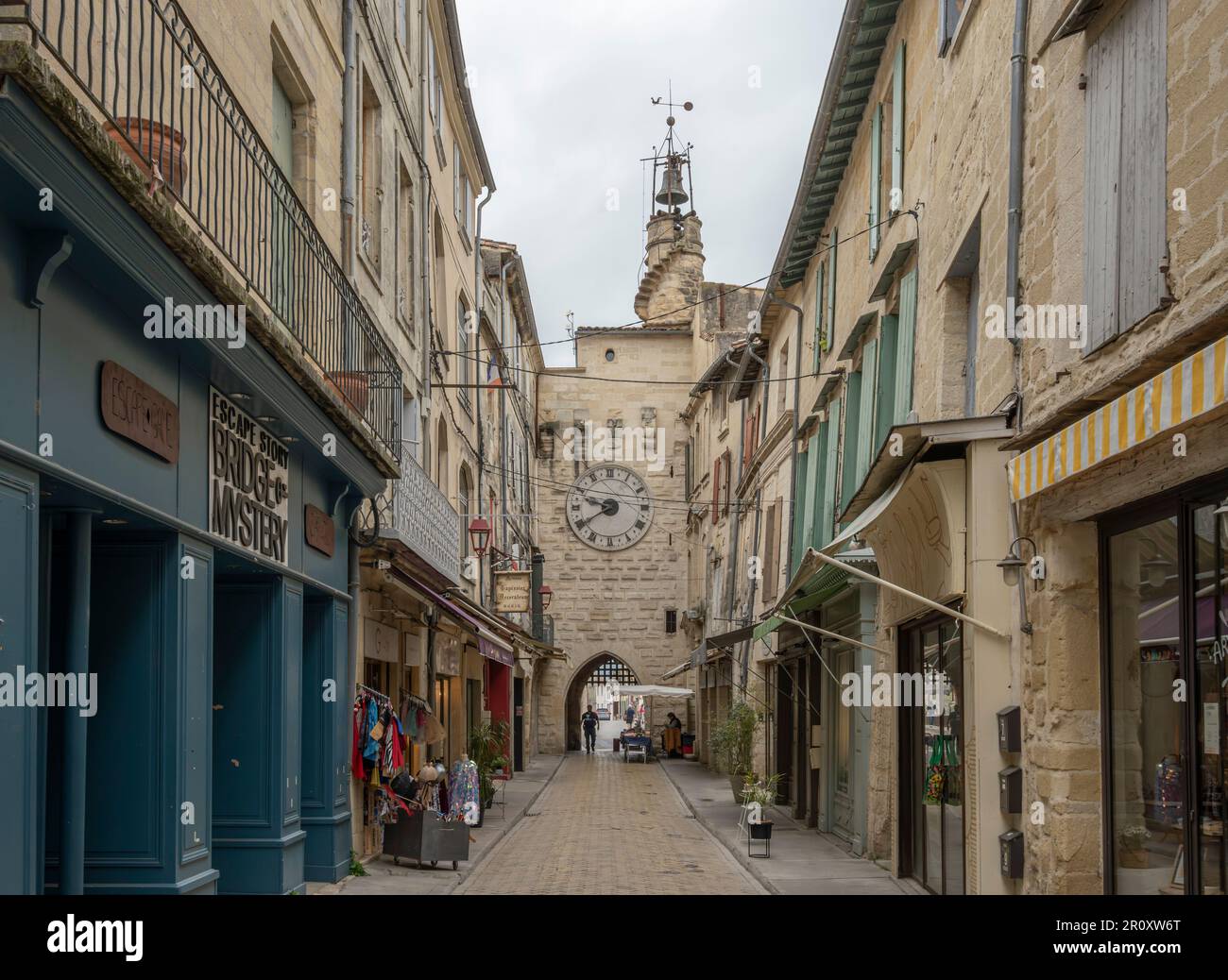 Sommieres, France - 04 21 2023: View of a typical street in a village in Occitania Stock Photo