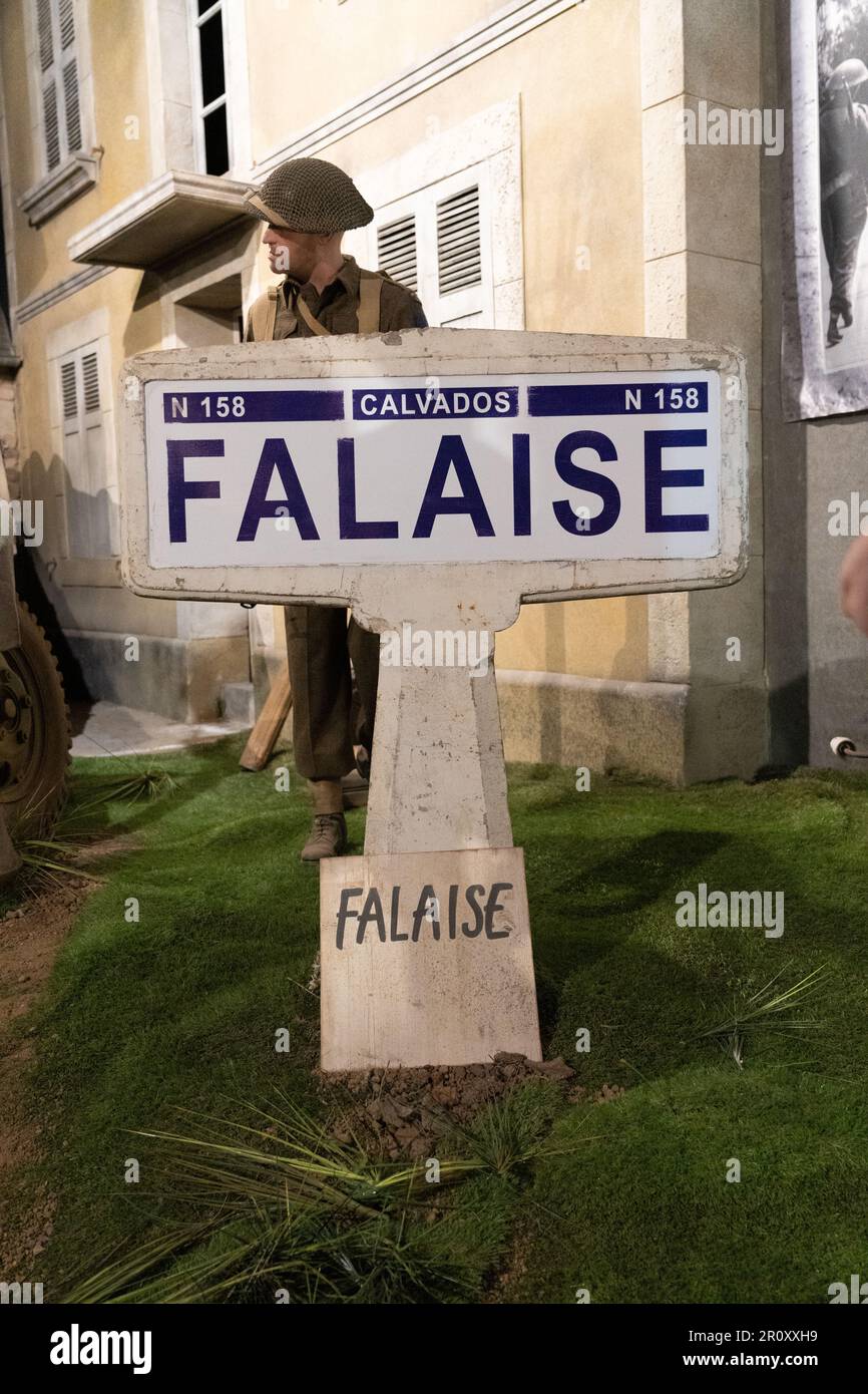Falaise town marker relic from 2nd world war Stock Photo