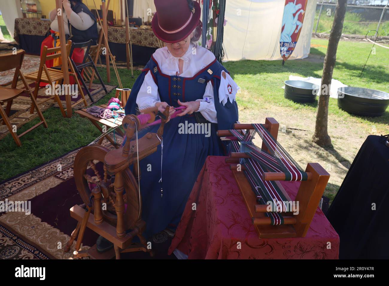 4152023 Visalia, California POld woman in period costumes at a