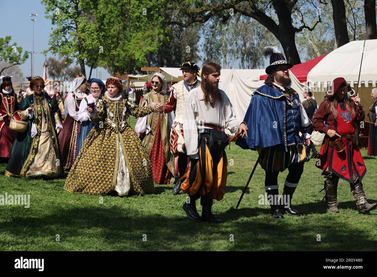 4152023 Visalia, California Royals parade, in period costumes at a