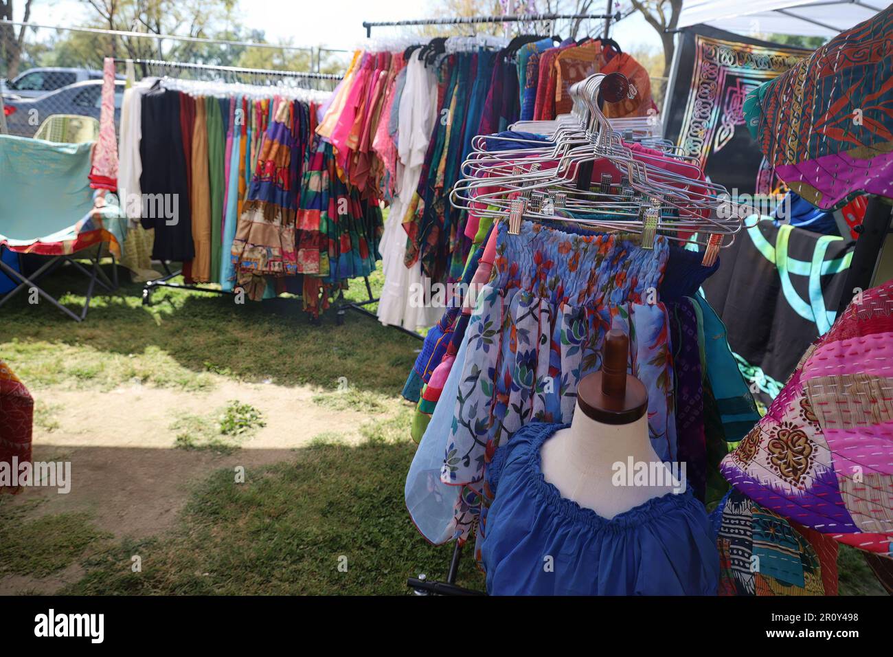 4152023 Visalia, California Artwork and vendors in period costumes