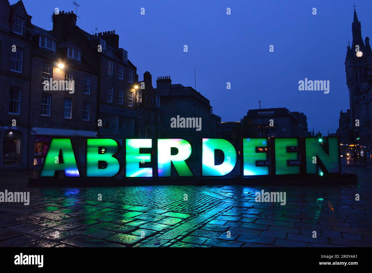 ABERDEEN, SCOTLAND 9 MAY 2023 The new Aberdeen sign installed on the