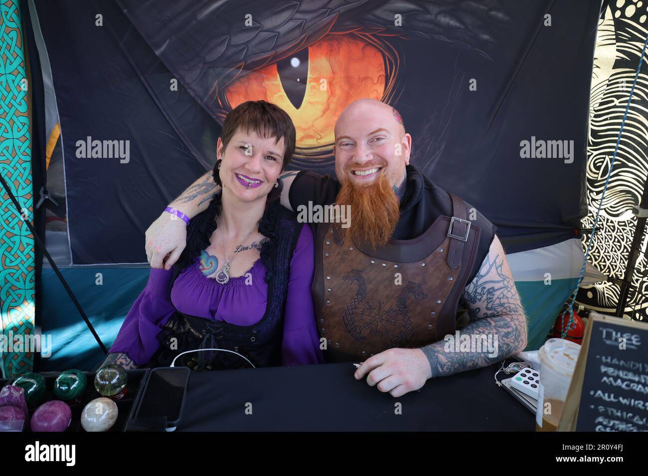 4152023 Visalia, California Vendors and art in period costumes at a