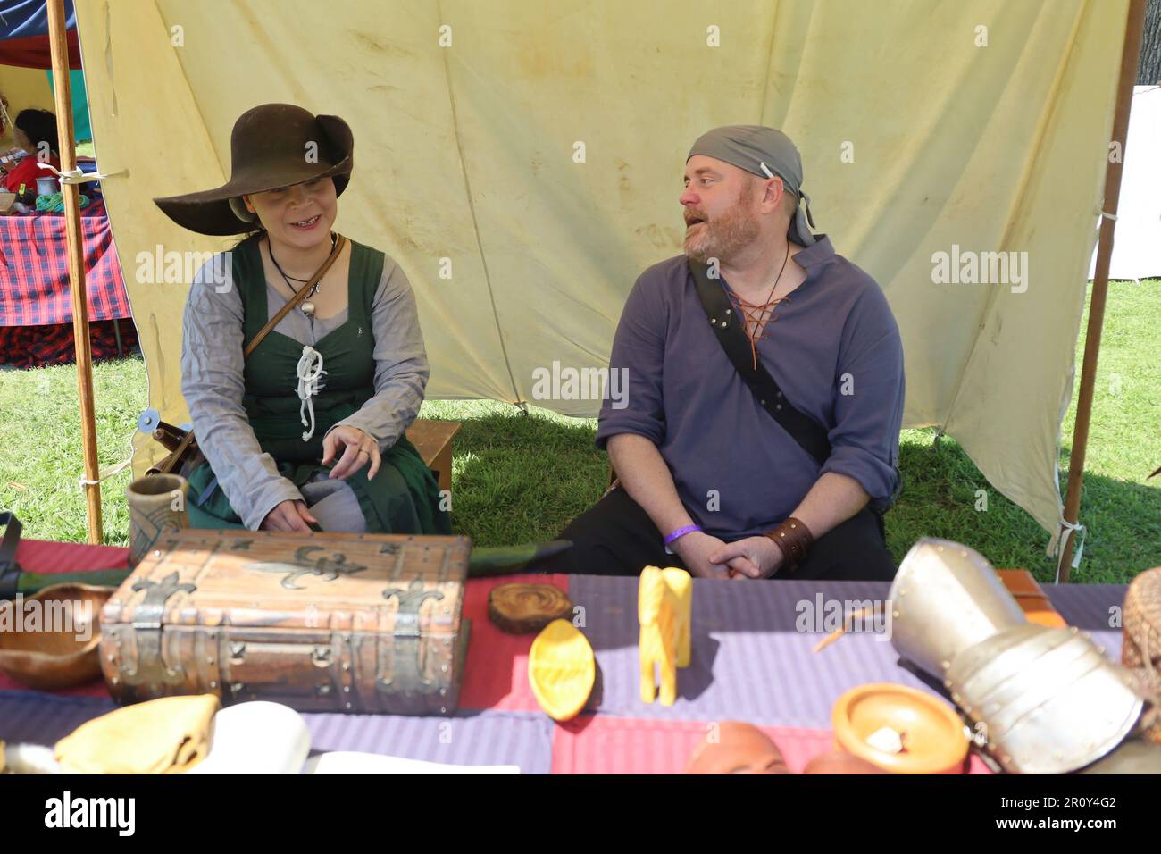 4-15-2023: Visalia, California: People in period costumes at a