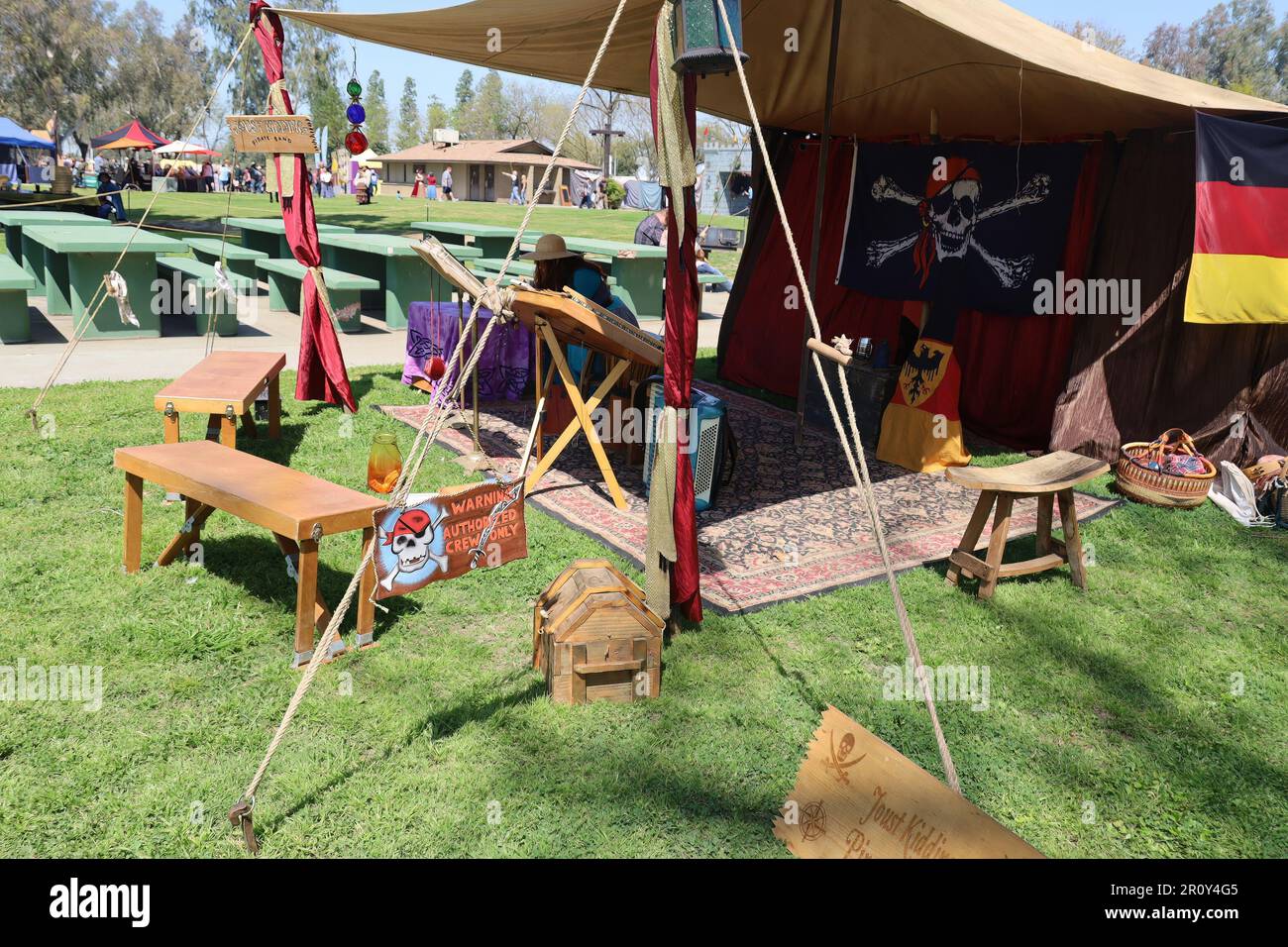 4152023 Visalia, California Vendors and art in period costumes at a