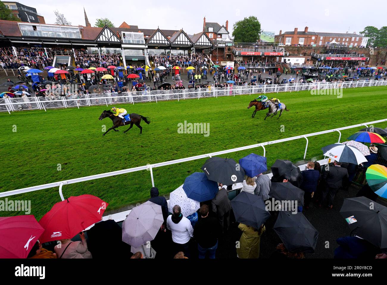 Amleto ridden by jockey Tom Marquand on their way to winning the Deepbridge Syndicate Maiden Stakes during the Boodles May Festival City Day at Chester Racecourse. Picture date: Wednesday May 10, 2023. Stock Photo