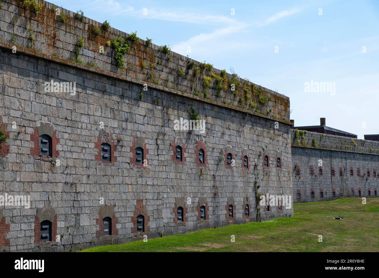 View of part of the outside walls of a former United States Army