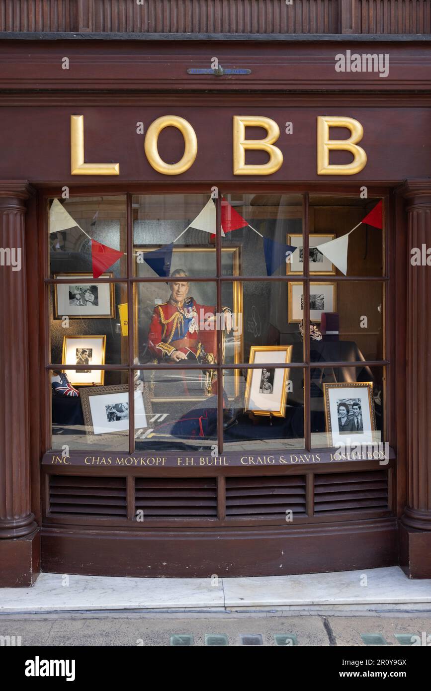 King Charles III window display at John Lobb bespoke shoemakers