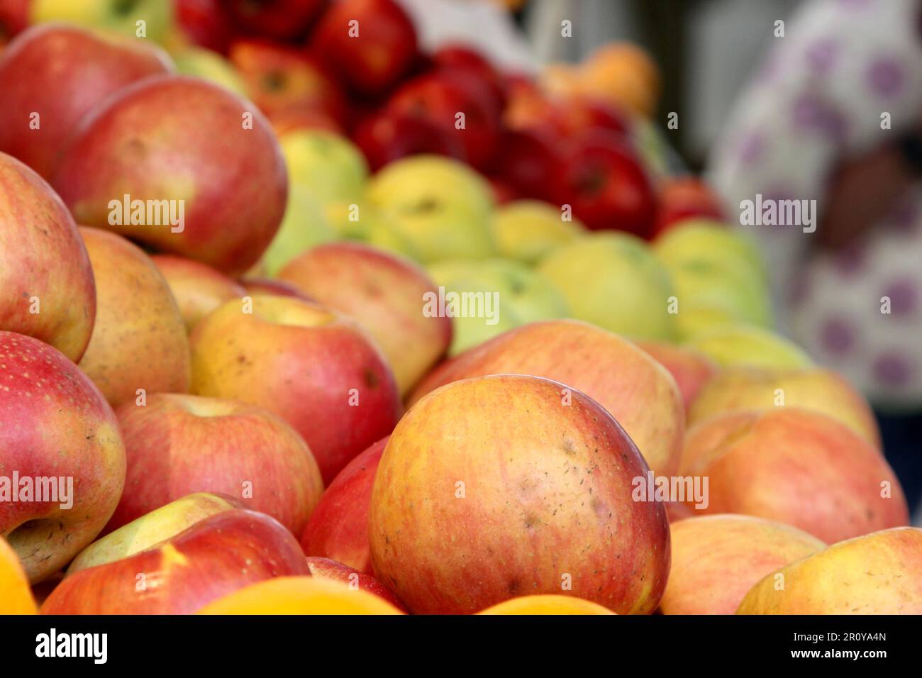 Apples on sale in a French supermarket Stock Photo