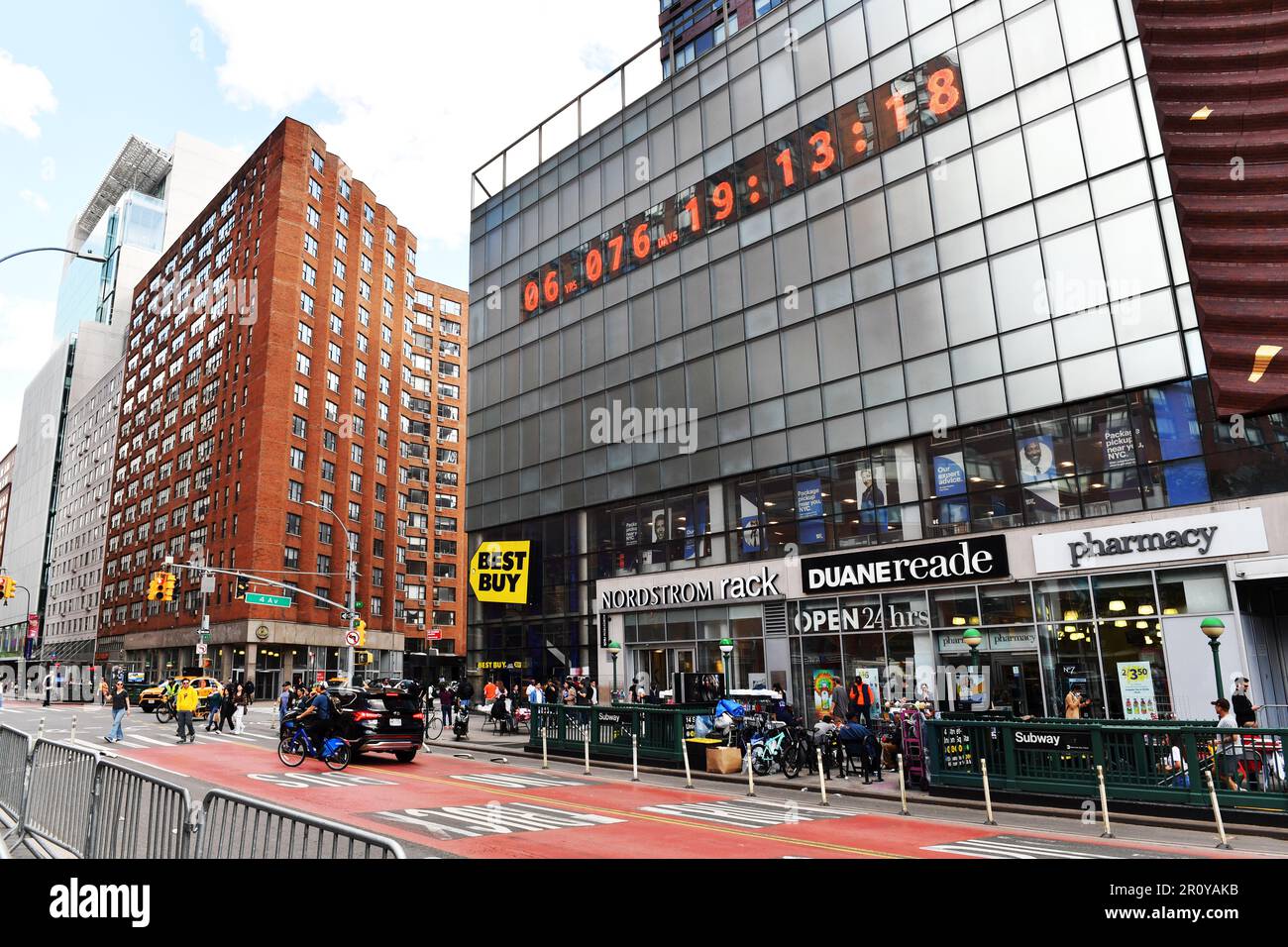 The Best Buy electronics store in a busy Union Square in New York Street Scene New York City