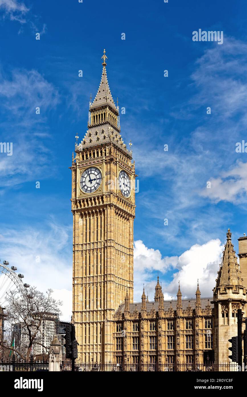 Big Ben or Elizabeth clock tower after extensive renovation on a sunny summers day Westminster London England UK Stock Photo