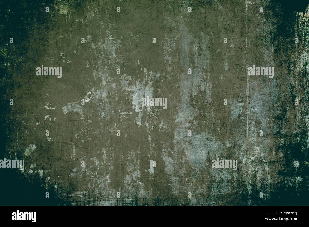 Worn out green grunge background, dark vignette borders Stock Photo
