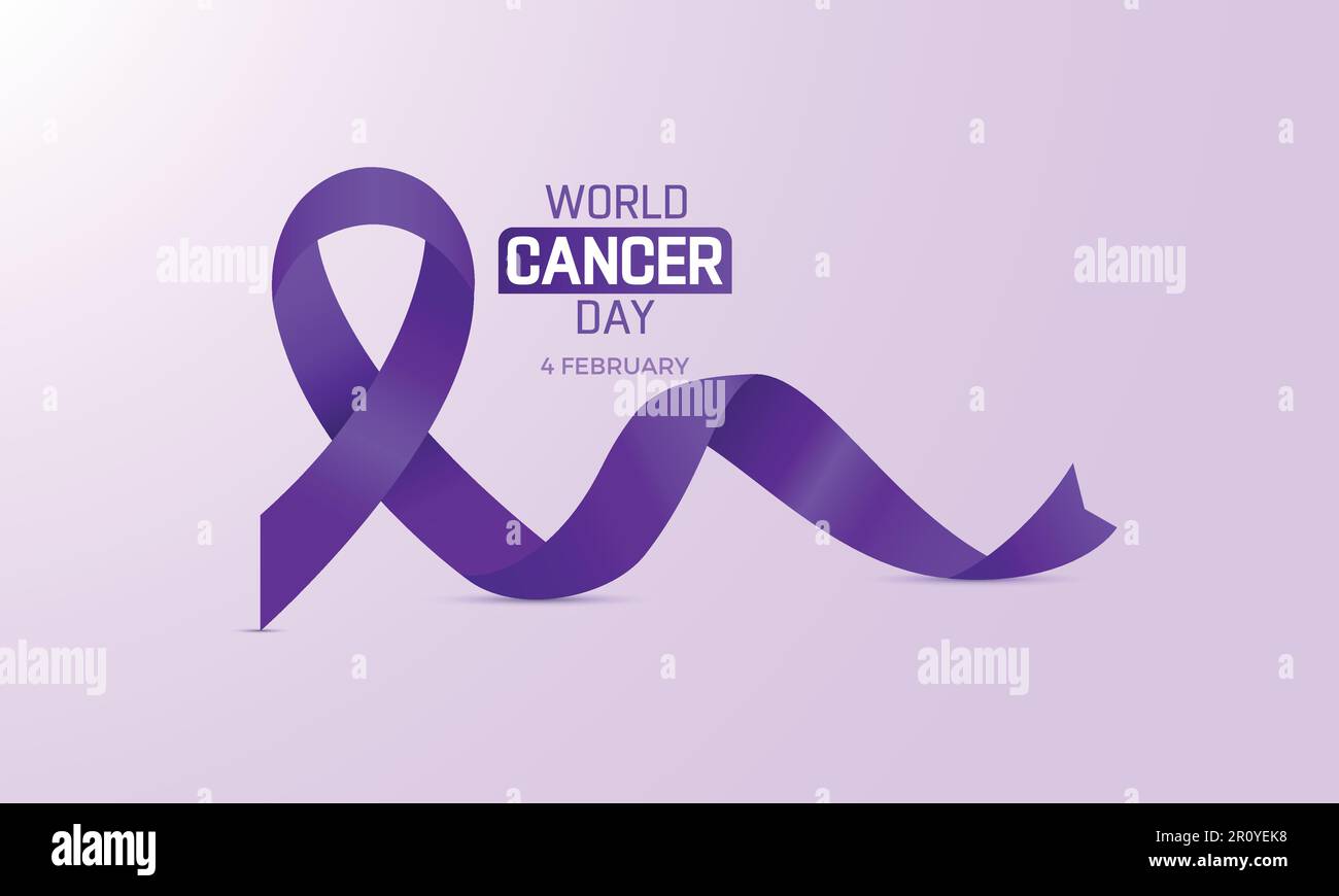 World cancer day symbol lavender ribbon Royalty Free Vector