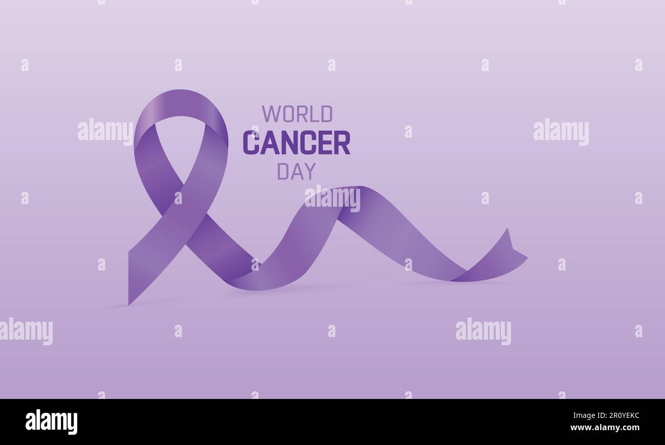 world cancer day, cancer day banner with purple ribbon banner Stock Vector