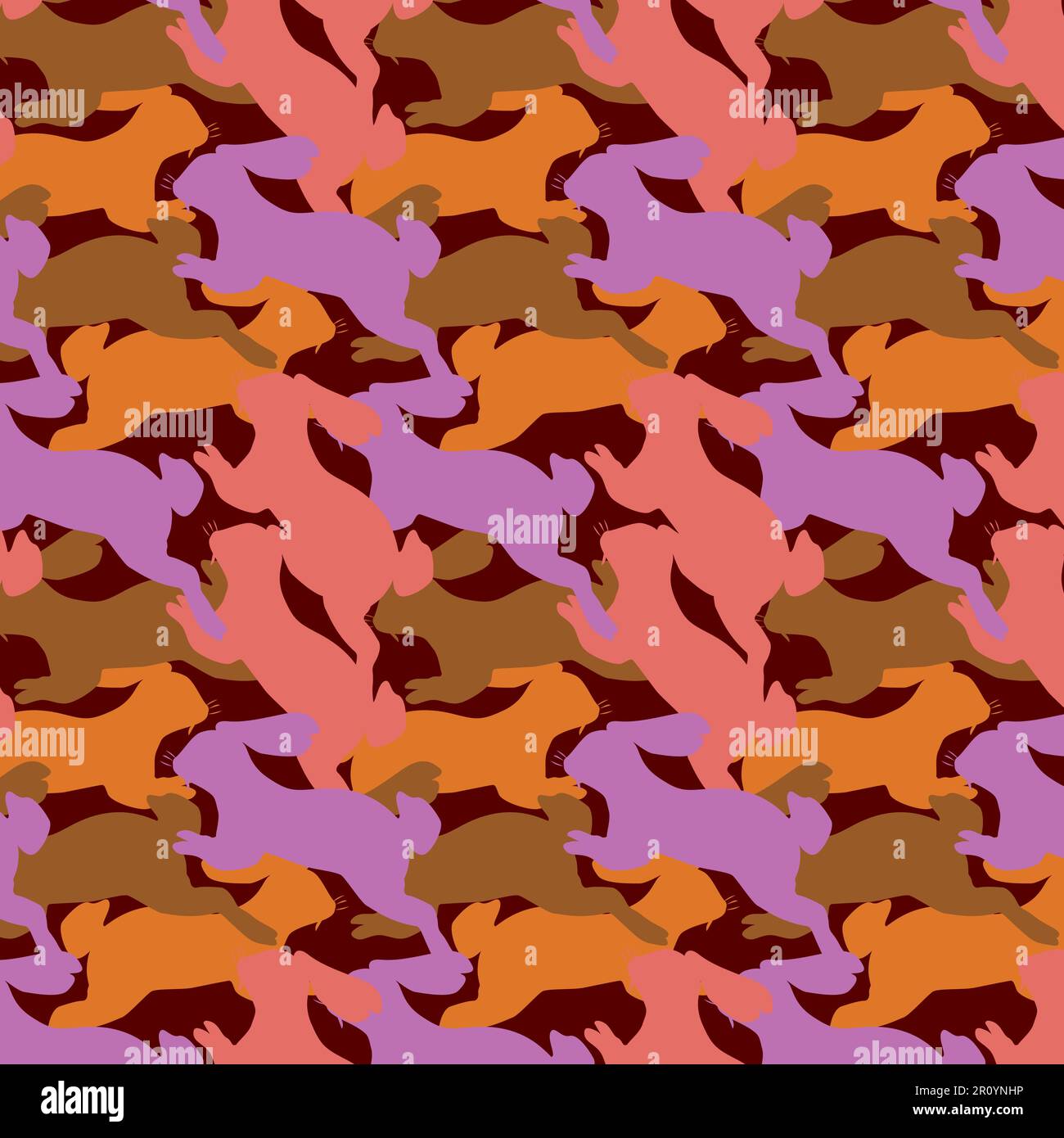 pattern with the silhouette of a jumping hare Stock Vector