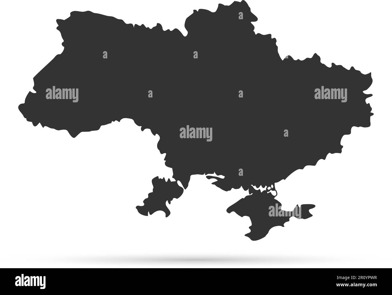 Outline map of Ukraine in black. Map of Ukraine on a white background Stock Vector