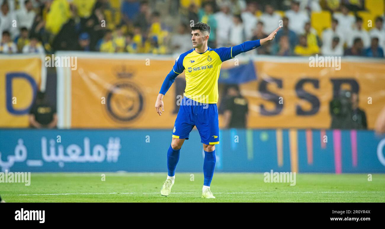 Alvaro Gonzalez Soberon of Al-Nassr FC in action against Al-Raed FC during their SAFF Roshn Saudi Pro League 2023-24 Match Day 24 at Al-Awwal Park Stadium on April 29, 2023 in Riyadh, Saudi Arabia. Photo by Victor Fraile / Power Sport Images Stock Photo