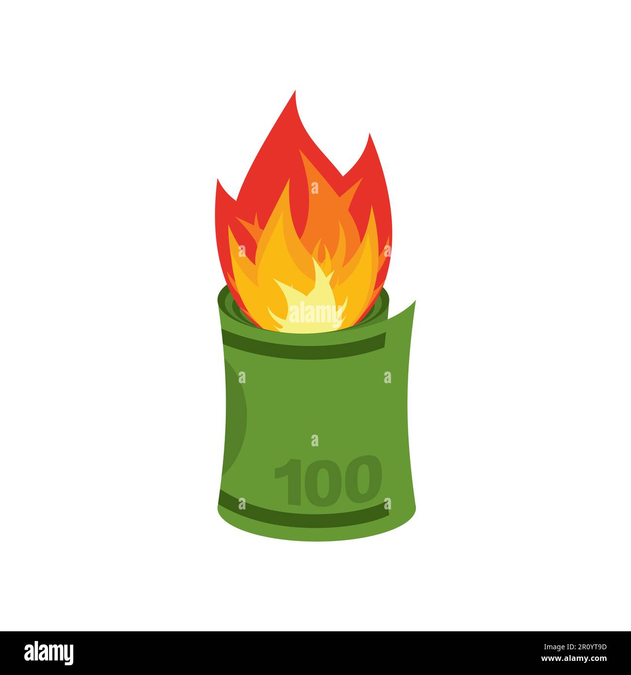 Burning money. banknotes on fire. Vector illustration Stock Vector