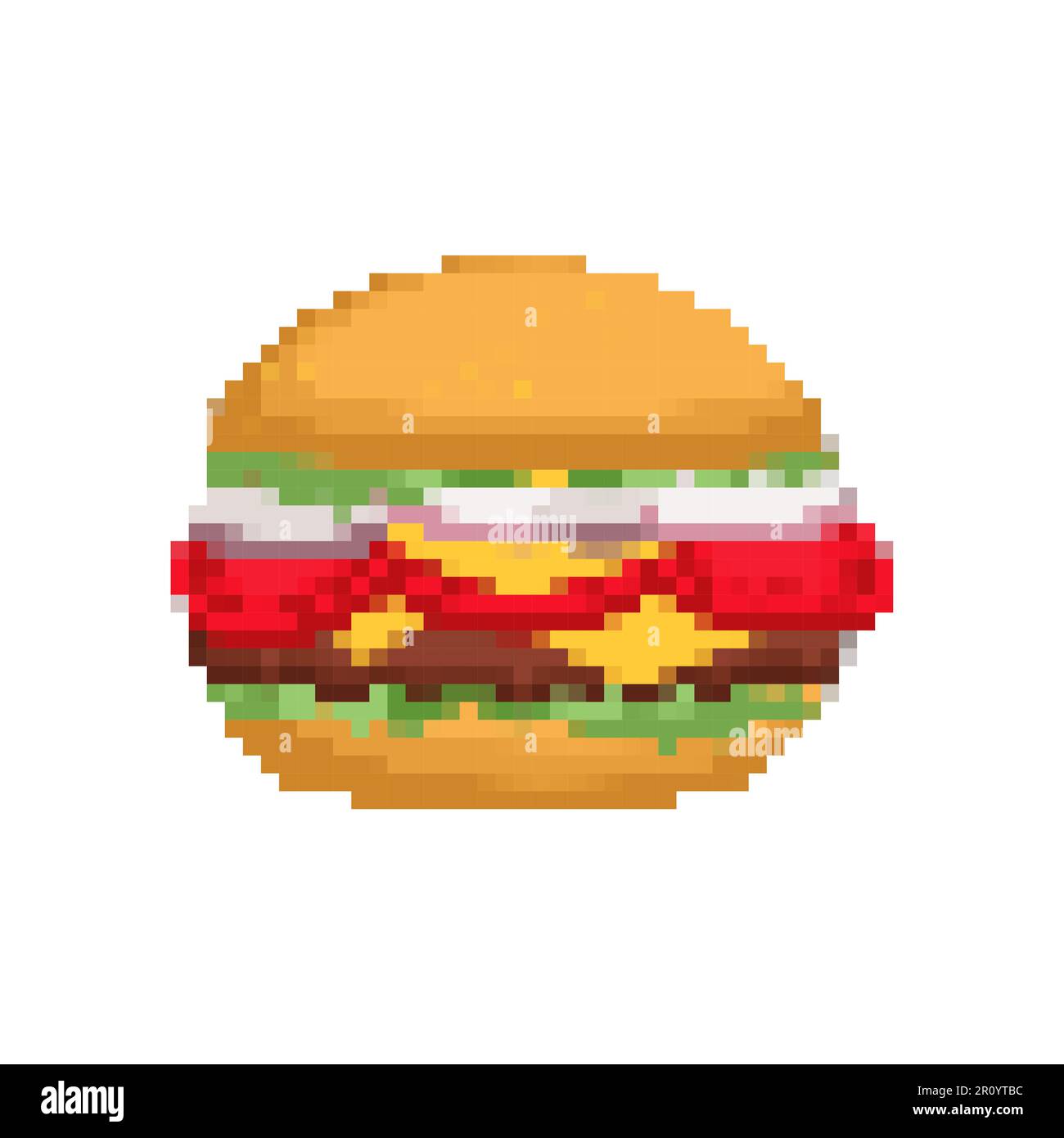 Burger pixel art. Hamburger pixelated. Fast food 8 bit Stock Vector