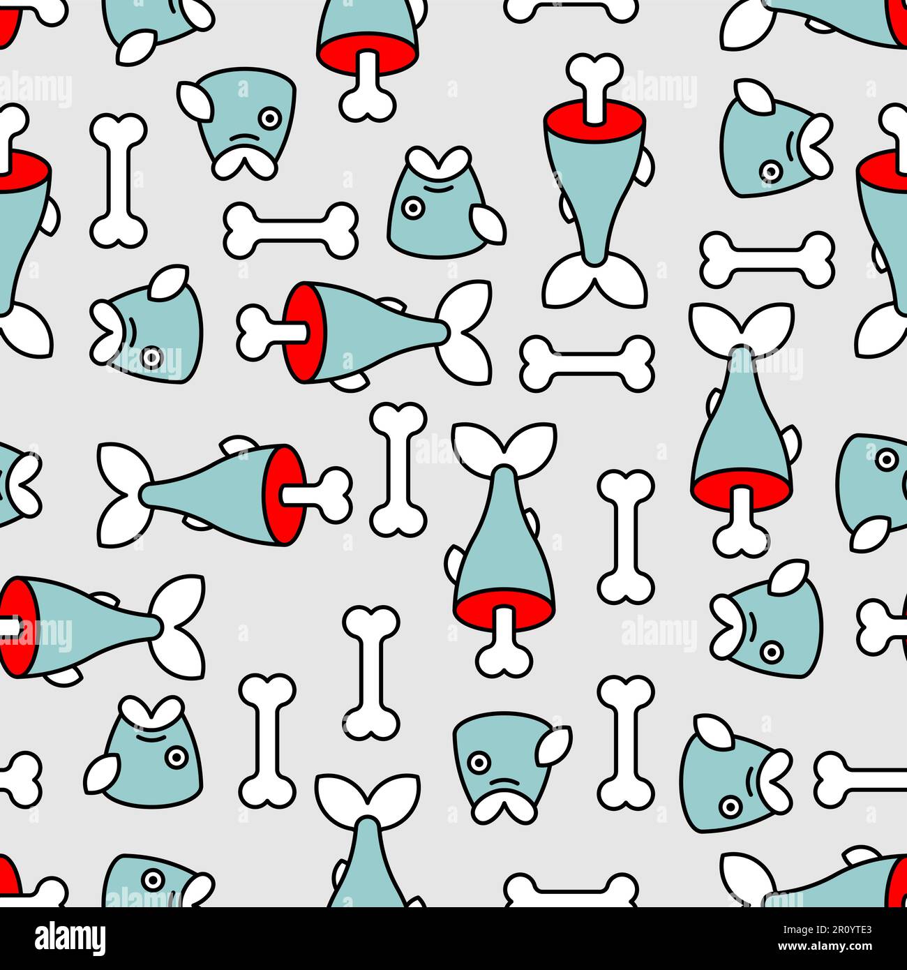 Sliced fish and bone pattern seamless. Vector background Stock Vector
